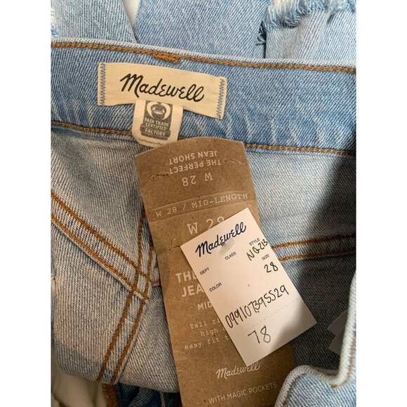 Madewell Womens Mid-Length Denim Shorts Size 28 Light Blue - Picture 3 of 4